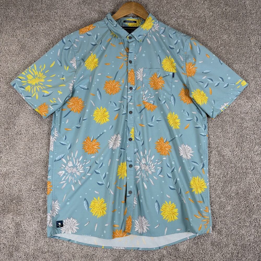 William Murray Shirt Mens XL Blue AOP Marigold Golf Lightweight Stretch UV S/S